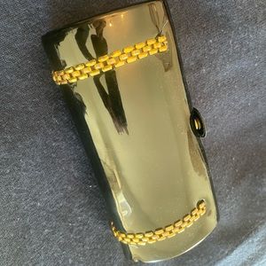 Vintage Saks fifth avenue black clutch with gold chain